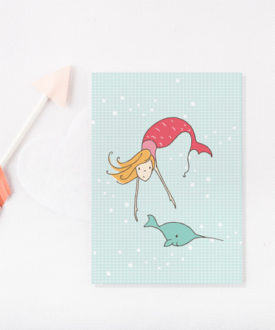 Mermaid & narwal card