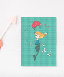 mermaid & umbrella card